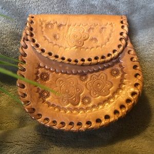 genuine leather engraved belt loop bag / purse